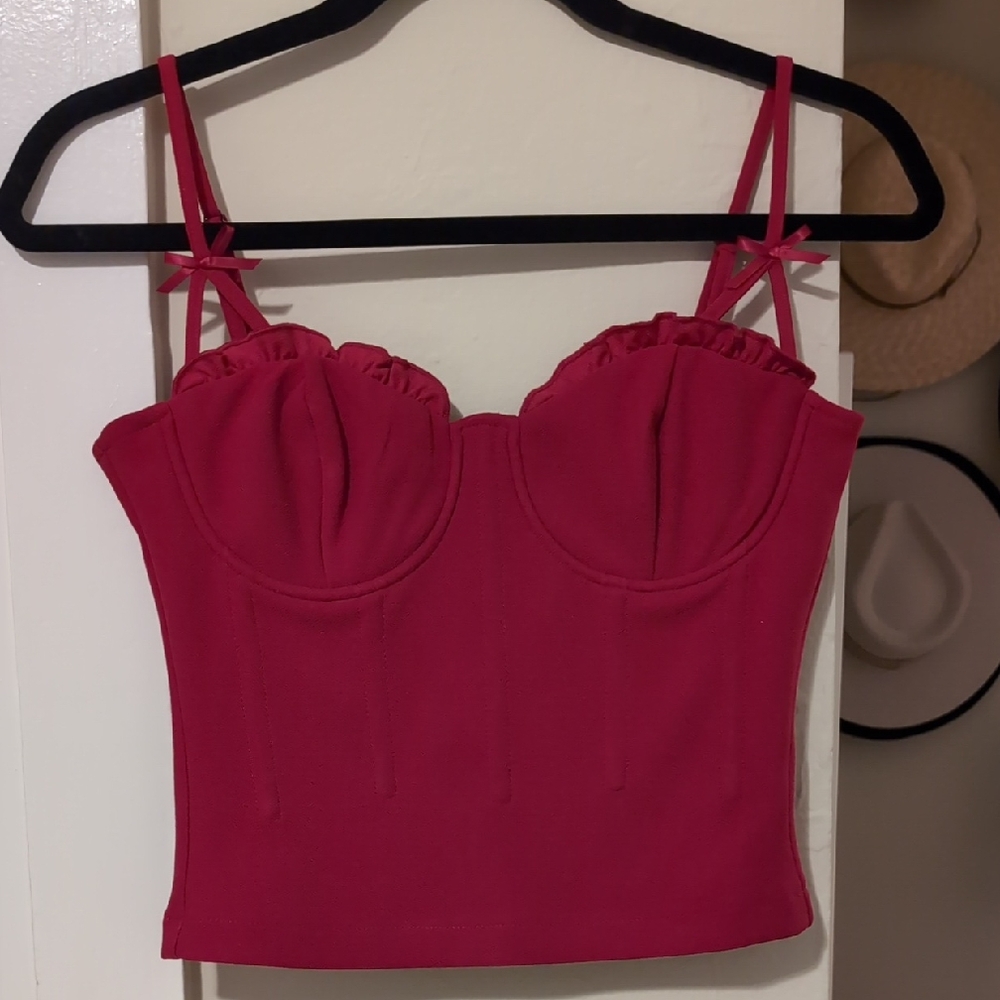 Astr Red Fitted Bustier Camisole Top